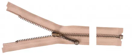 YKK Delbar Lynlås Antik Messing 50cm 4mm Beige